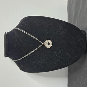 Silpada Sterling Silver Necklace Anemone Double Strand Cubic Zirconia Pendant